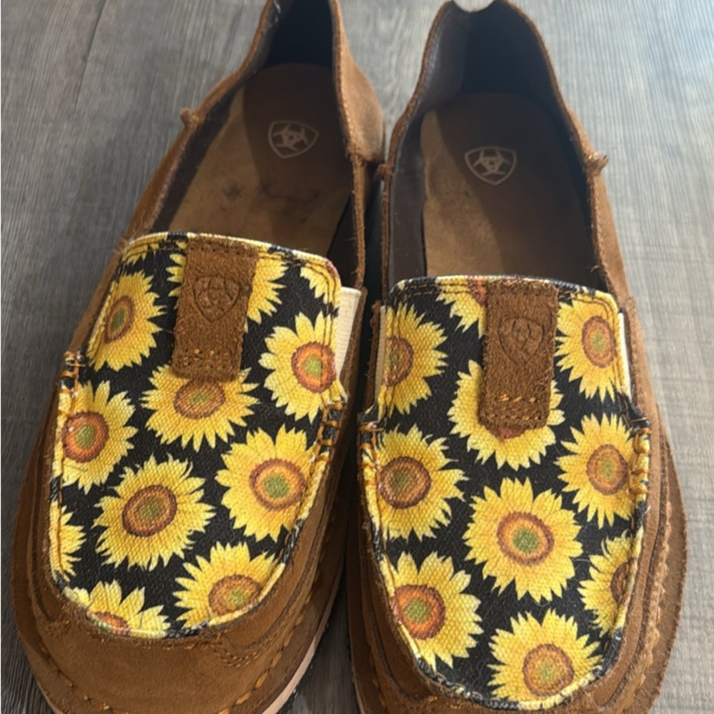 Ariat Kids Moccasins with Sunflower Design